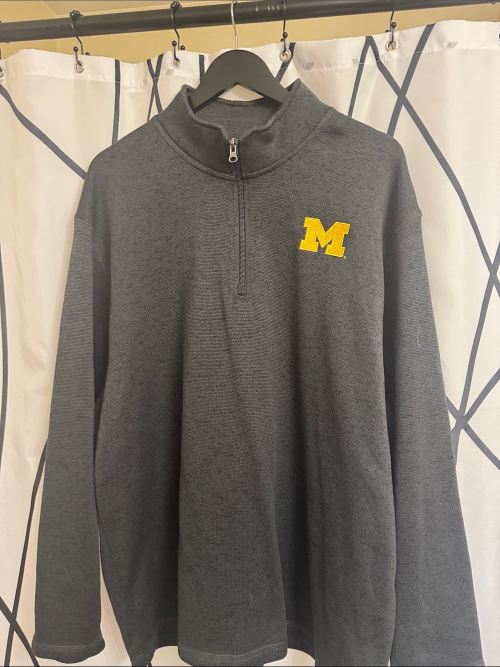 Pro Edge Gray Quarter-Zip Pullover with Yellow M Patch